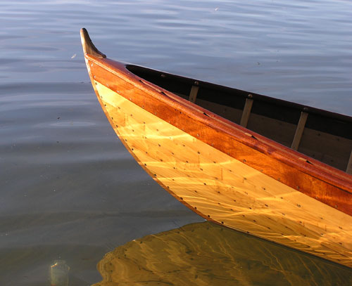 wooden canoe built by Chip Stulen