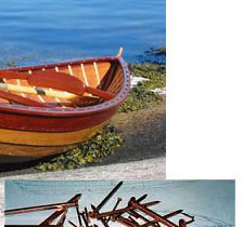 wooden canoe and copper fasteners